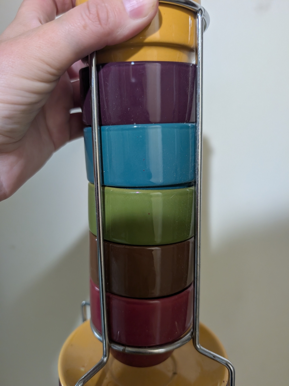 Stackable Ceramic Ramekin Set with Stand - Multicolor - Picture 2 of 3